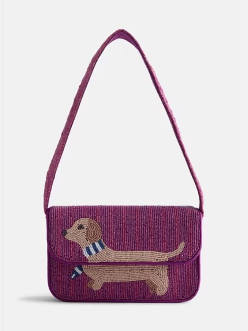 Viral Beaded Shoulder Bag Free Assembly Dachshund Doxie Dog Merlot Purple NWT